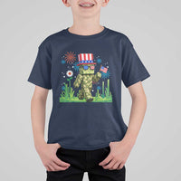 4th Of July Gamer T Shirt For Kid Pixel Art US Flag Gaming