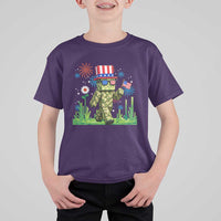 4th Of July Gamer T Shirt For Kid Pixel Art US Flag Gaming