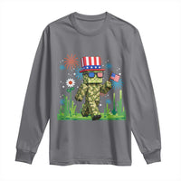 4th Of July Gamer Long Sleeve Shirt Pixel Art US Flag Gaming
