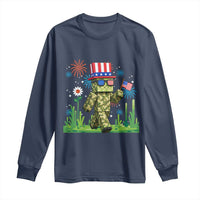 4th Of July Gamer Long Sleeve Shirt Pixel Art US Flag Gaming