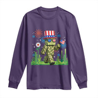 4th Of July Gamer Long Sleeve Shirt Pixel Art US Flag Gaming