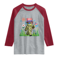 4th Of July Gamer Raglan Shirt Pixel Art US Flag Gaming