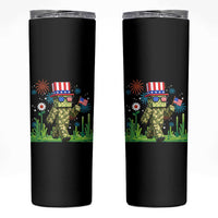 4th Of July Gamer Skinny Tumbler Pixel Art US Flag Gaming