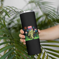 4th Of July Gamer Skinny Tumbler Pixel Art US Flag Gaming