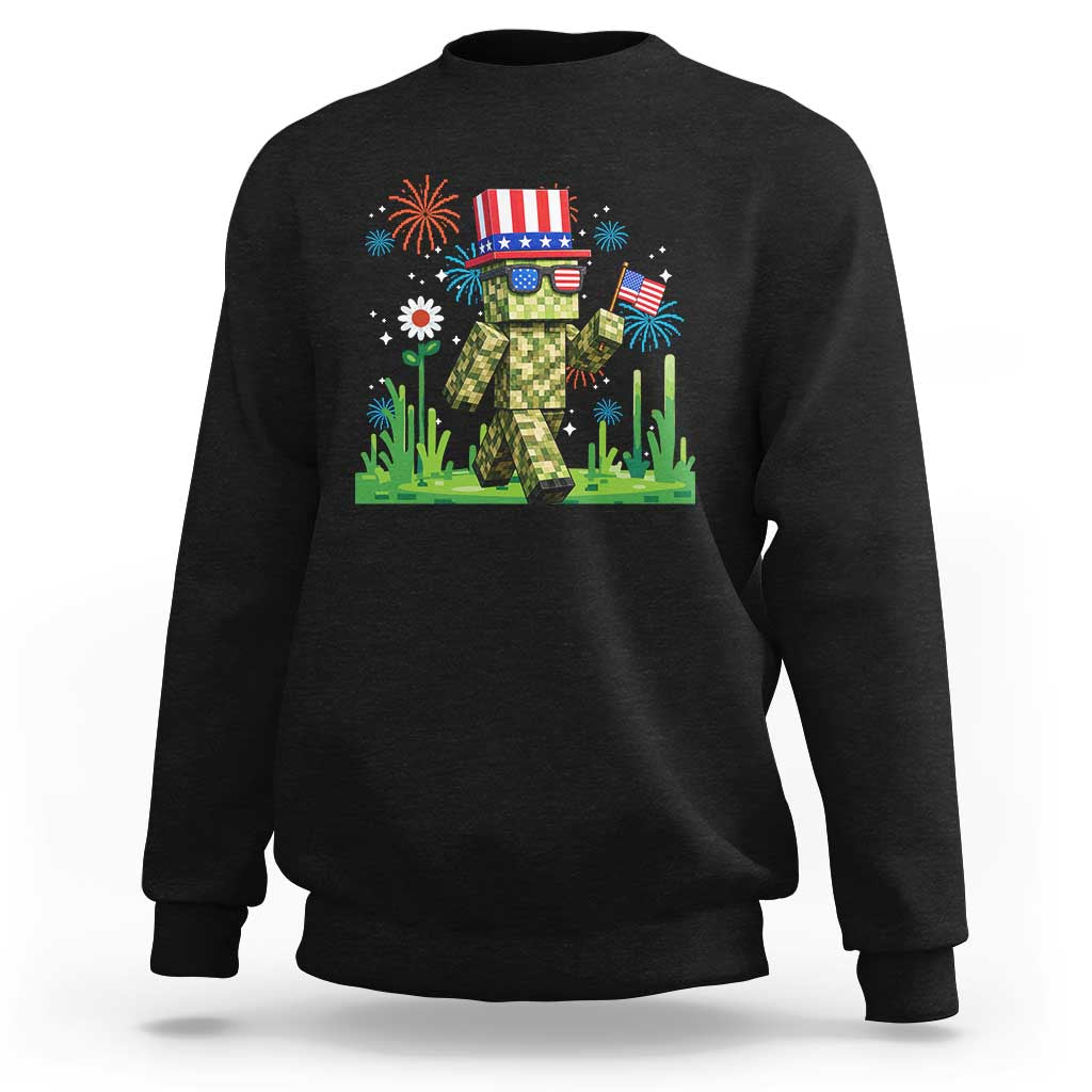 4th Of July Gamer Sweatshirt Pixel Art US Flag Gaming
