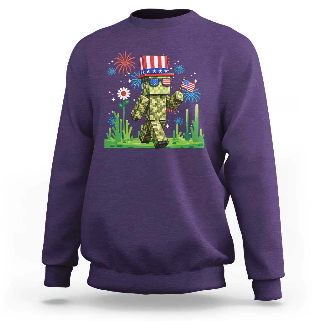 4th Of July Gamer Sweatshirt Pixel Art US Flag Gaming