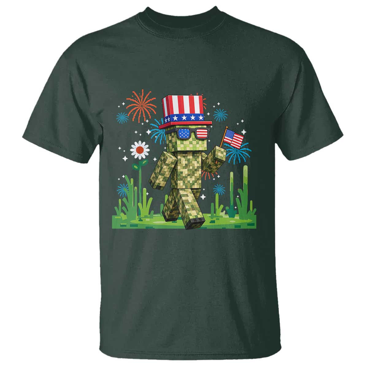 4th Of July Gamer T Shirt Pixel Art US Flag Gaming