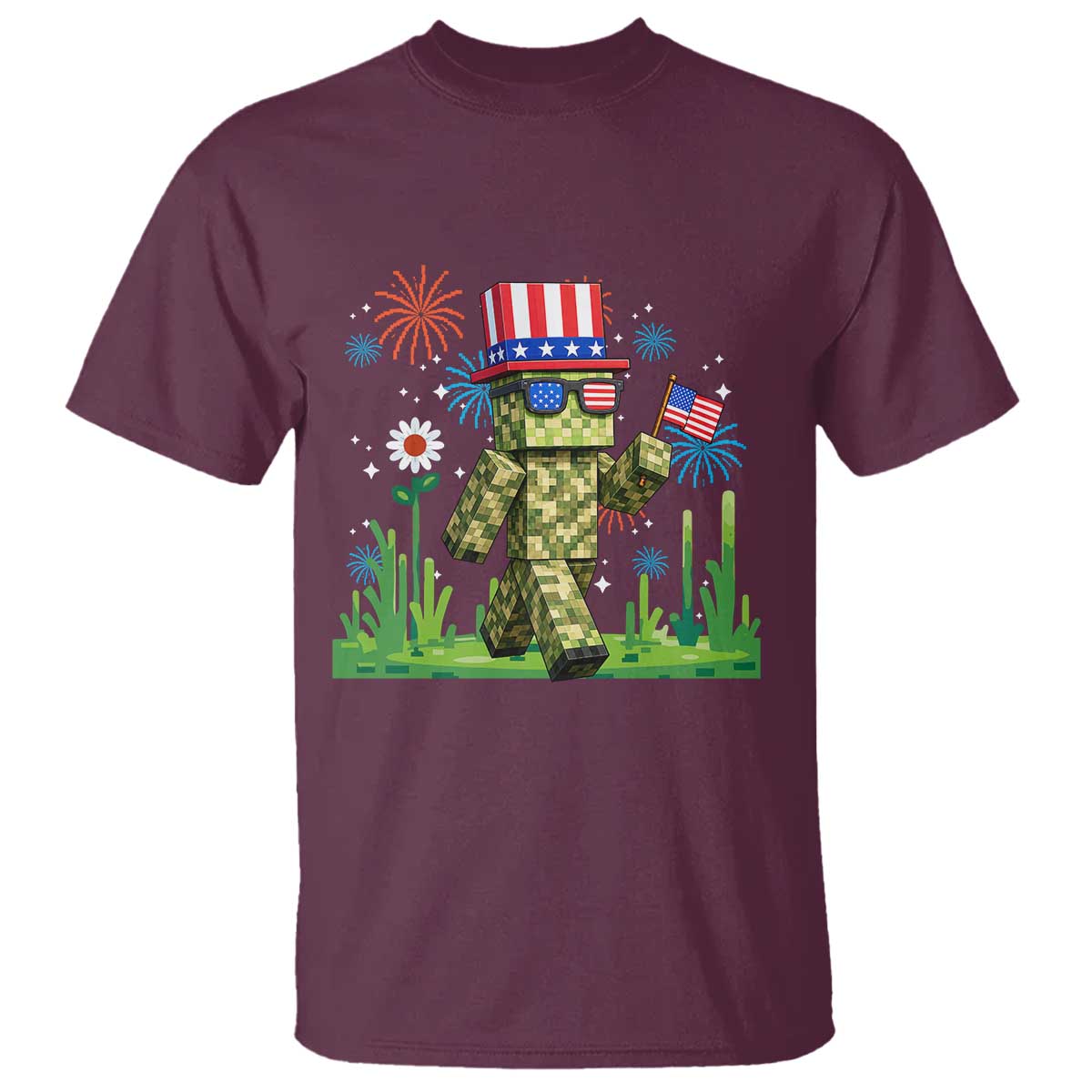 4th Of July Gamer T Shirt Pixel Art US Flag Gaming