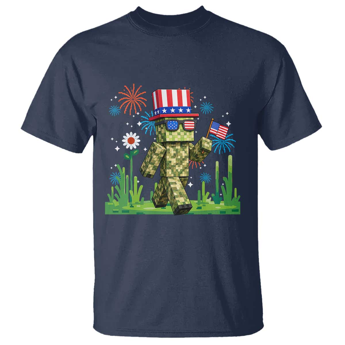 4th Of July Gamer T Shirt Pixel Art US Flag Gaming