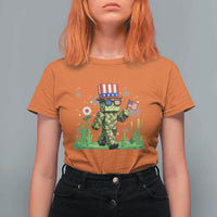 4th Of July Gamer T Shirt For Women Pixel Art US Flag Gaming