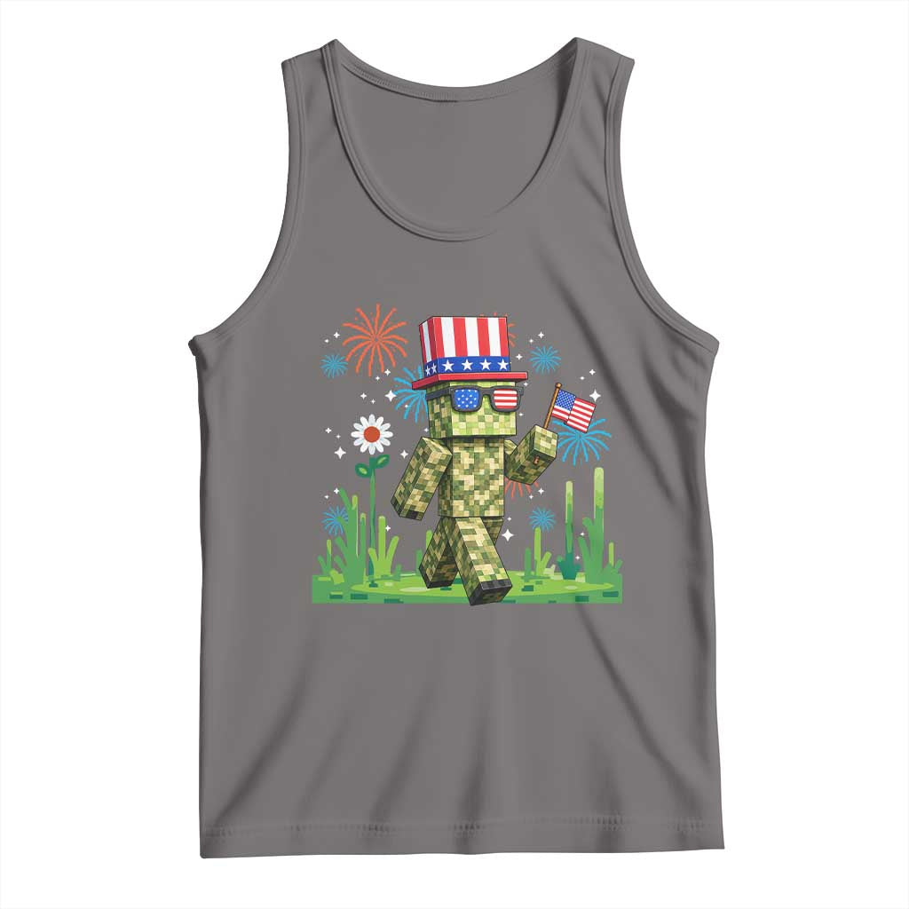 4th Of July Gamer Tank Top Pixel Art US Flag Gaming