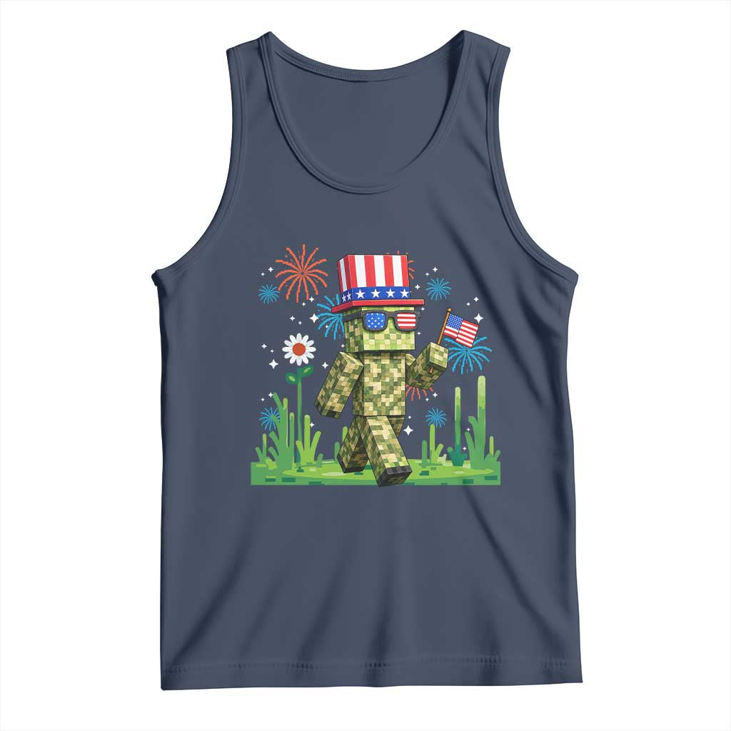 4th Of July Gamer Tank Top Pixel Art US Flag Gaming