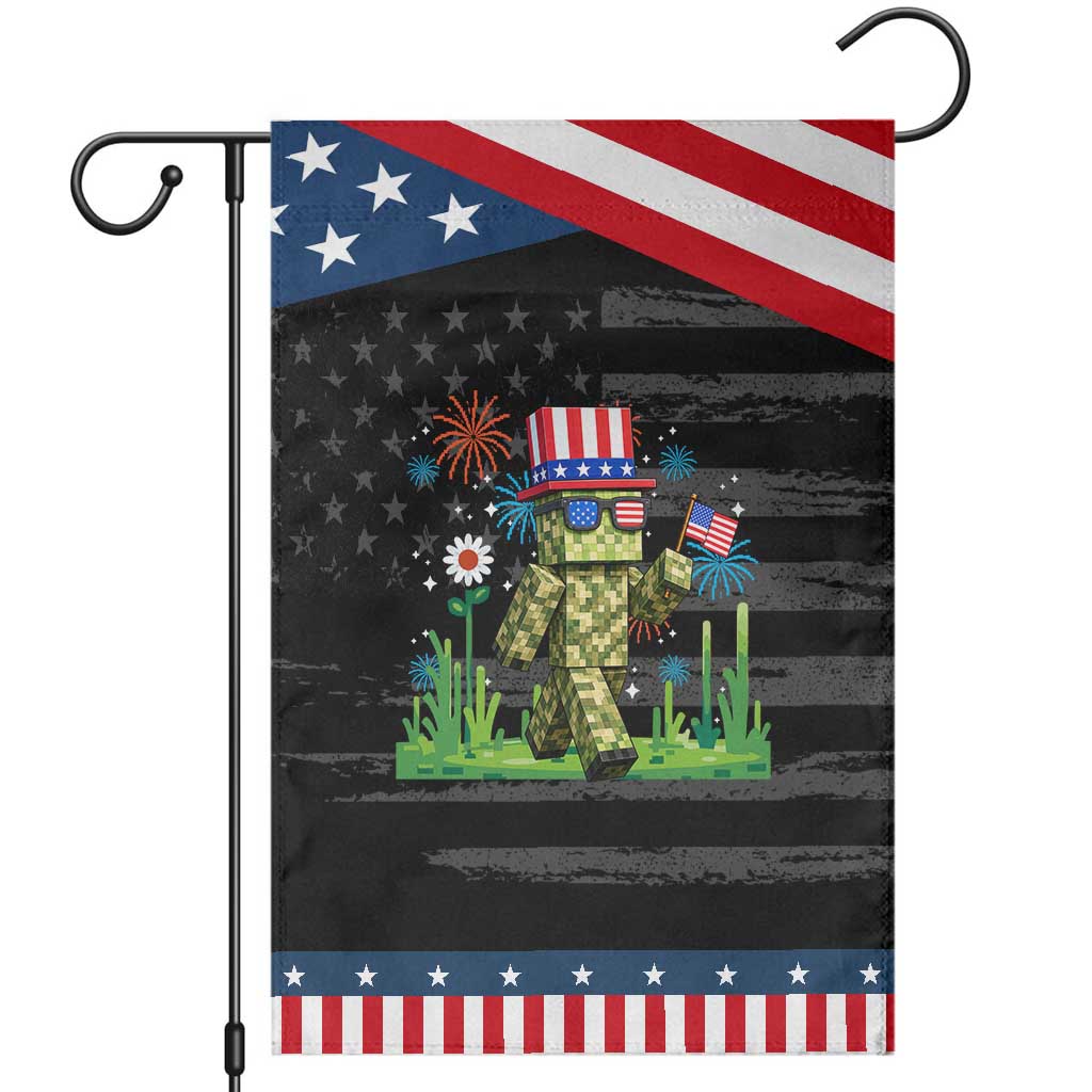 4th Of July Gamer Patriotic Garden Flag Pixel Art US Flag Gaming