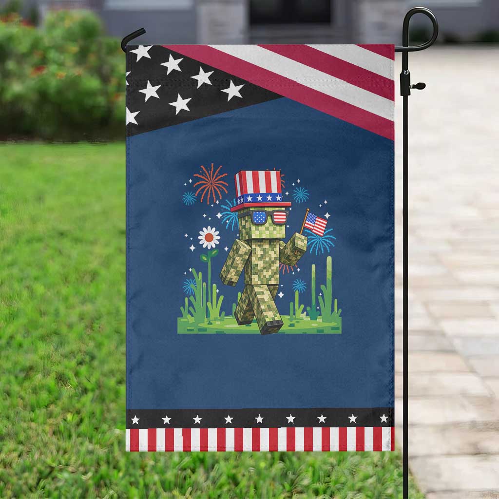 4th Of July Gamer Patriotic Garden Flag Pixel Art US Flag Gaming