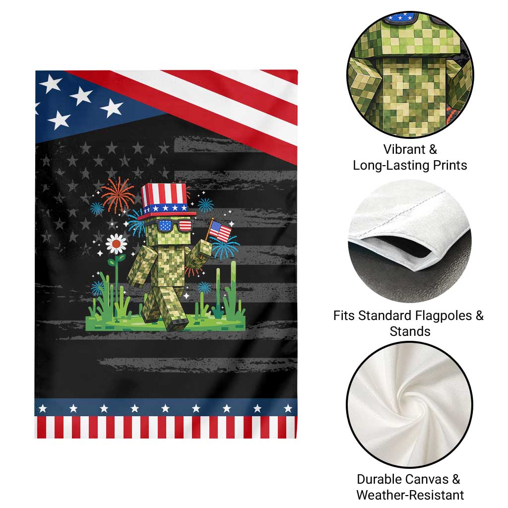 4th Of July Gamer Patriotic Garden Flag Pixel Art US Flag Gaming