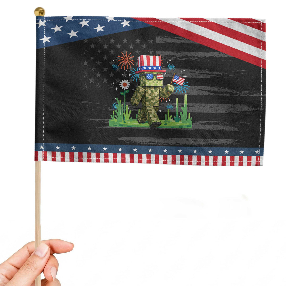 4th Of July Gamer Patriotic Handheld Flag Pixel Art US Flag Gaming