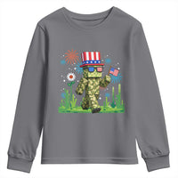 4th Of July Gamer Youth Sweatshirt Pixel Art US Flag Gaming