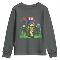 4th Of July Gamer Youth Sweatshirt Pixel Art US Flag Gaming