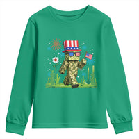 4th Of July Gamer Youth Sweatshirt Pixel Art US Flag Gaming