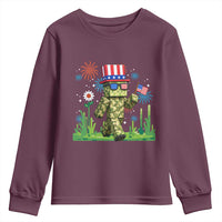 4th Of July Gamer Youth Sweatshirt Pixel Art US Flag Gaming