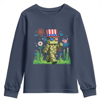4th Of July Gamer Youth Sweatshirt Pixel Art US Flag Gaming