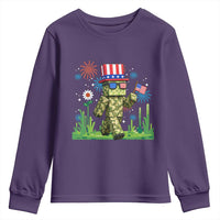 4th Of July Gamer Youth Sweatshirt Pixel Art US Flag Gaming