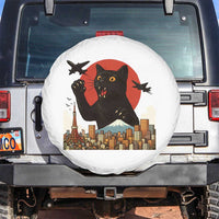 Catzilla Spare Tire Cover Funny Giant Cat Monster Roaring Tokyo Japan - Wonder Print Shop