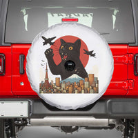 Catzilla Spare Tire Cover Funny Giant Cat Monster Roaring Tokyo Japan - Wonder Print Shop