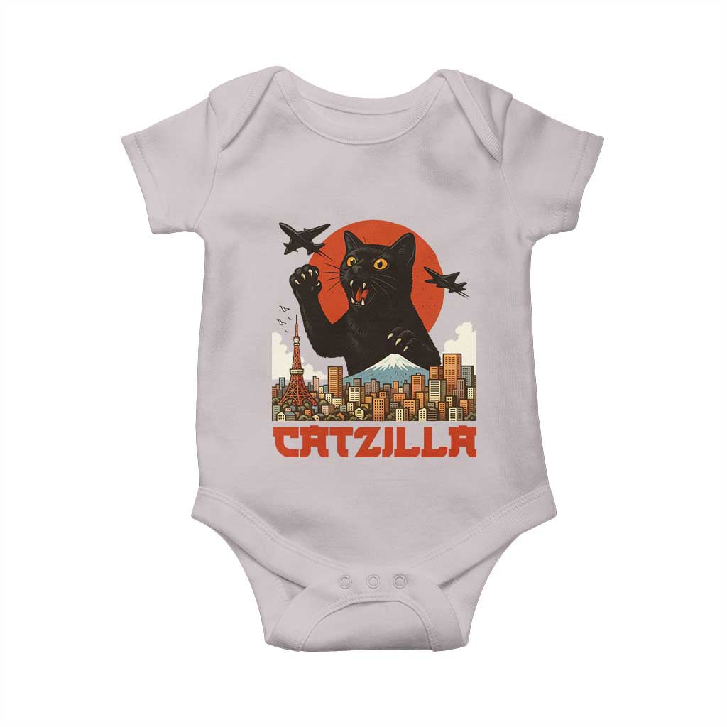 Catzilla Baby Onesie Funny Giant Cat Monster Roaring Tokyo Japan - Wonder Print Shop