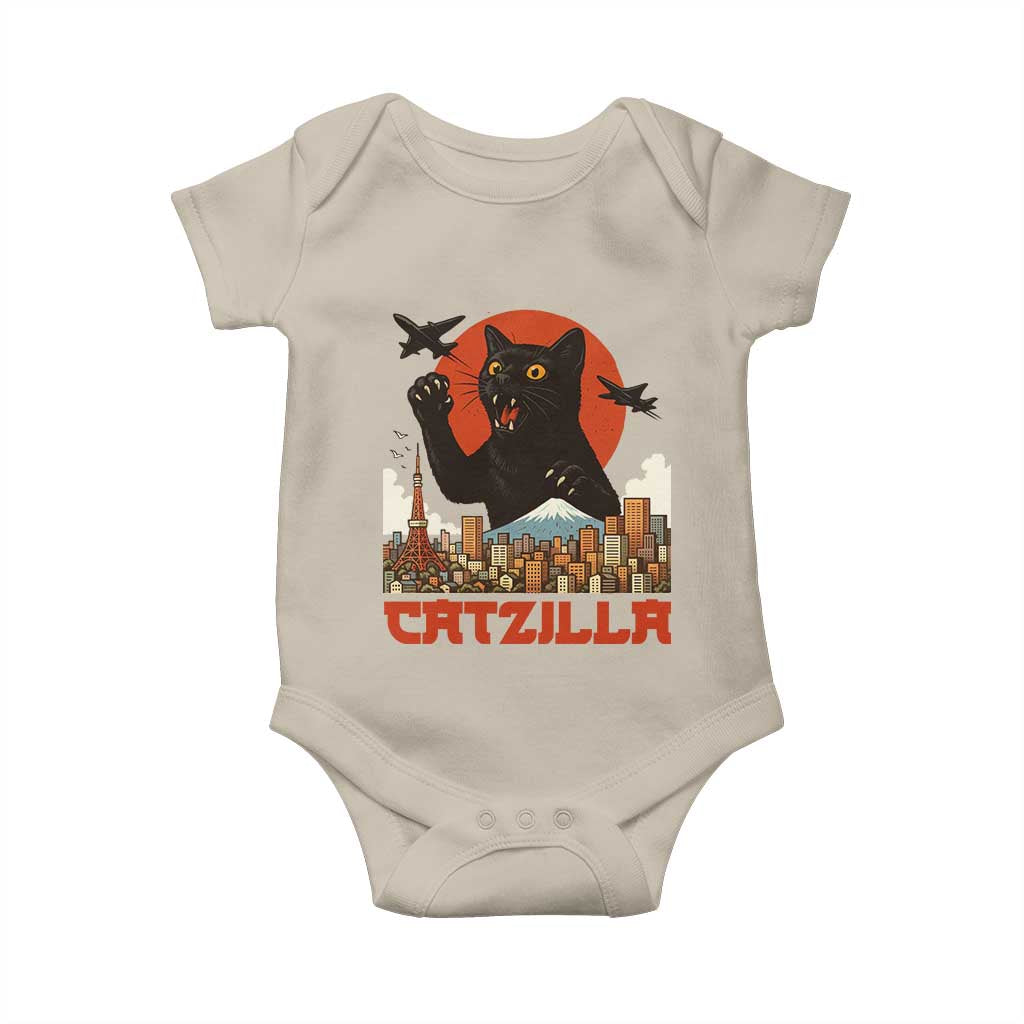 Catzilla Baby Onesie Funny Giant Cat Monster Roaring Tokyo Japan - Wonder Print Shop
