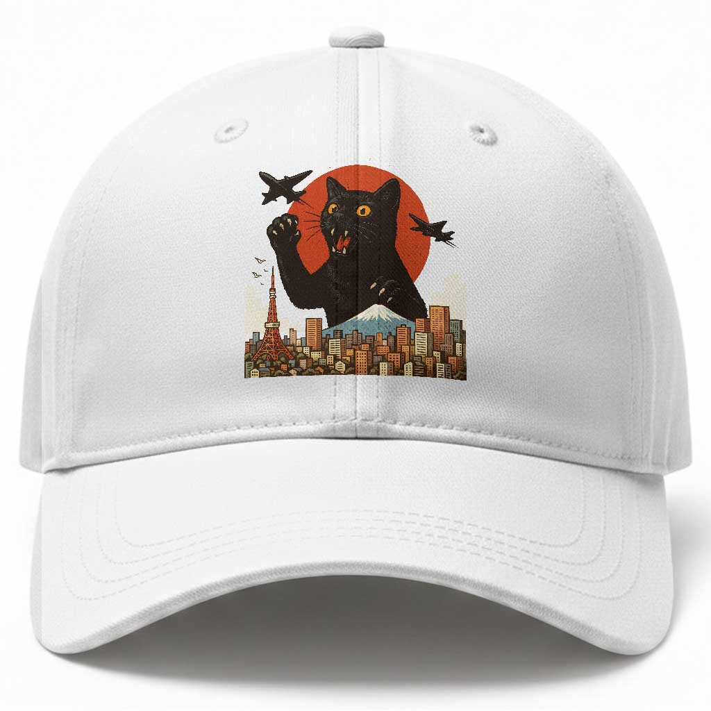 Funny Giant Cat Monster Roaring Tokyo Japan Baseball Cap