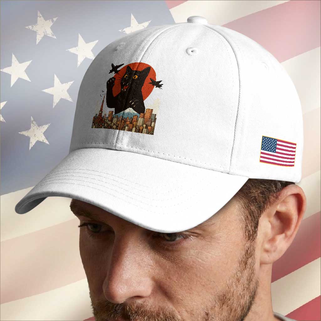Funny Giant Cat Monster Roaring Tokyo Japan Baseball Cap