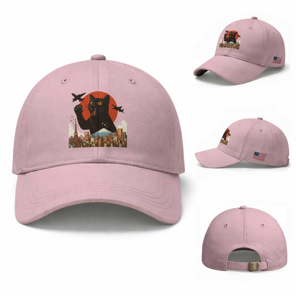 Funny Giant Cat Monster Roaring Tokyo Japan Baseball Cap