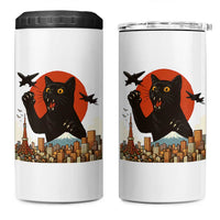 Catzilla 4 in 1 Can Cooler Tumbler Funny Giant Cat Monster Roaring Tokyo Japan