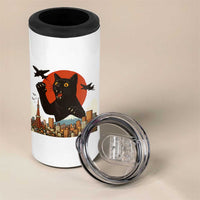 Catzilla 4 in 1 Can Cooler Tumbler Funny Giant Cat Monster Roaring Tokyo Japan