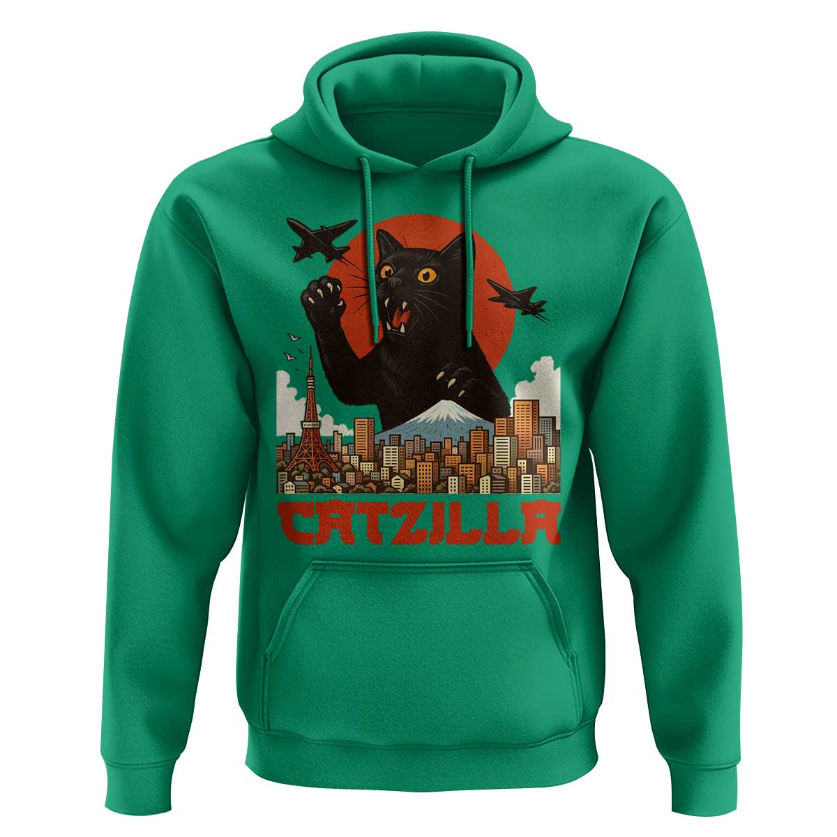 Catzilla Hoodie Funny Giant Cat Monster Roaring Tokyo Japan - Wonder Print Shop