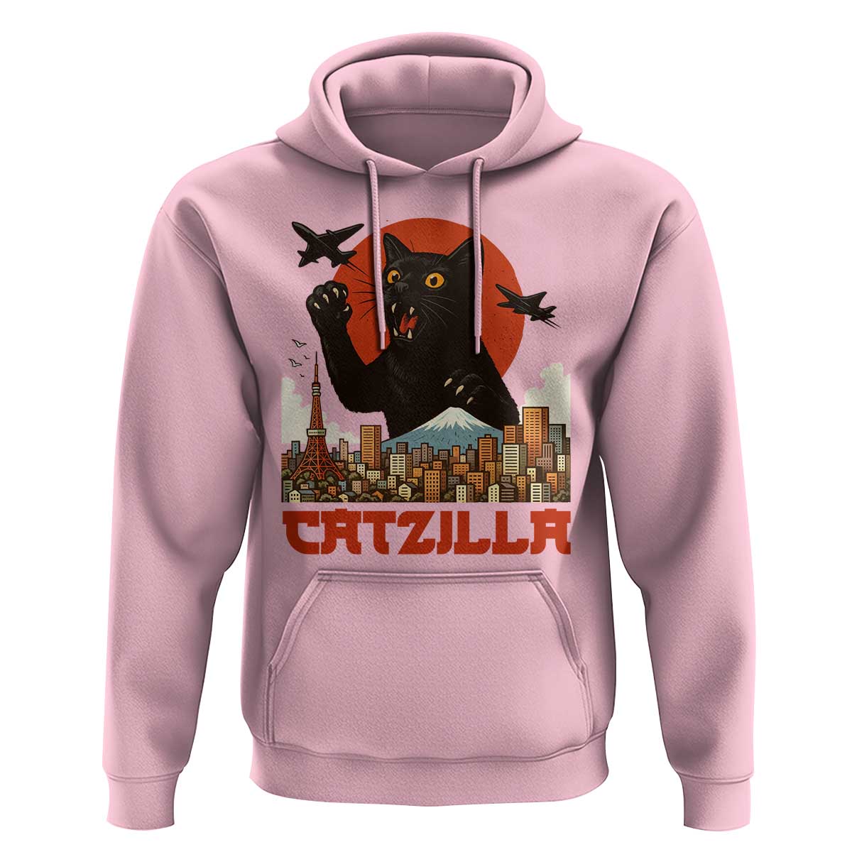 Catzilla Hoodie Funny Giant Cat Monster Roaring Tokyo Japan - Wonder Print Shop