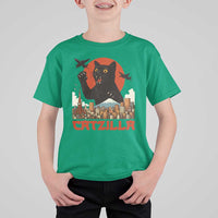 Catzilla T Shirt For Kid Funny Giant Cat Monster Roaring Tokyo Japan - Wonder Print Shop