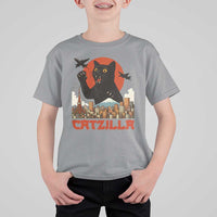 Catzilla T Shirt For Kid Funny Giant Cat Monster Roaring Tokyo Japan - Wonder Print Shop