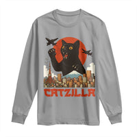 Catzilla Long Sleeve Shirt Funny Giant Cat Monster Roaring Tokyo Japan - Wonder Print Shop