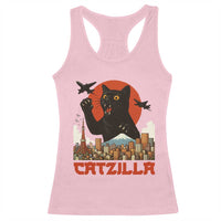 Catzilla Racerback Tank Top Funny Giant Cat Monster Roaring Tokyo Japan - Wonder Print Shop