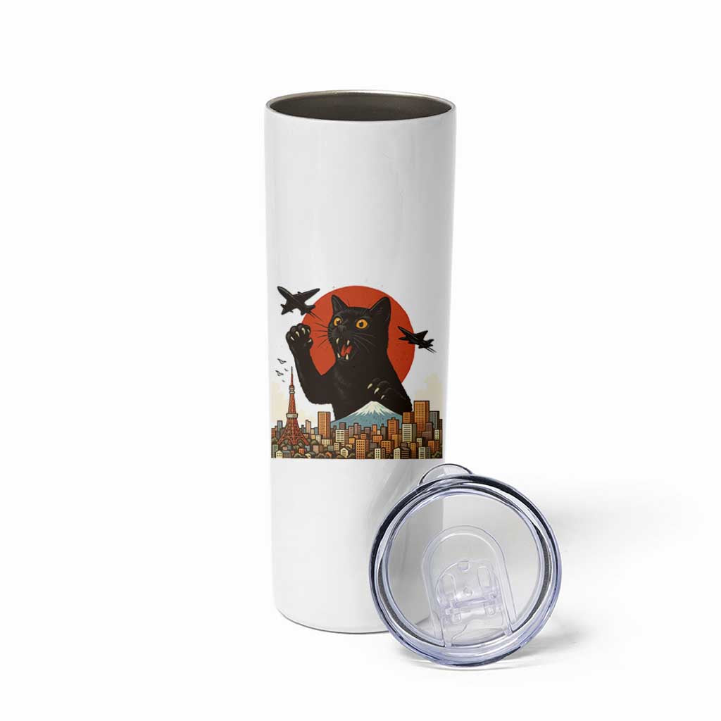 Catzilla Skinny Tumbler Funny Giant Cat Monster Roaring Tokyo Japan