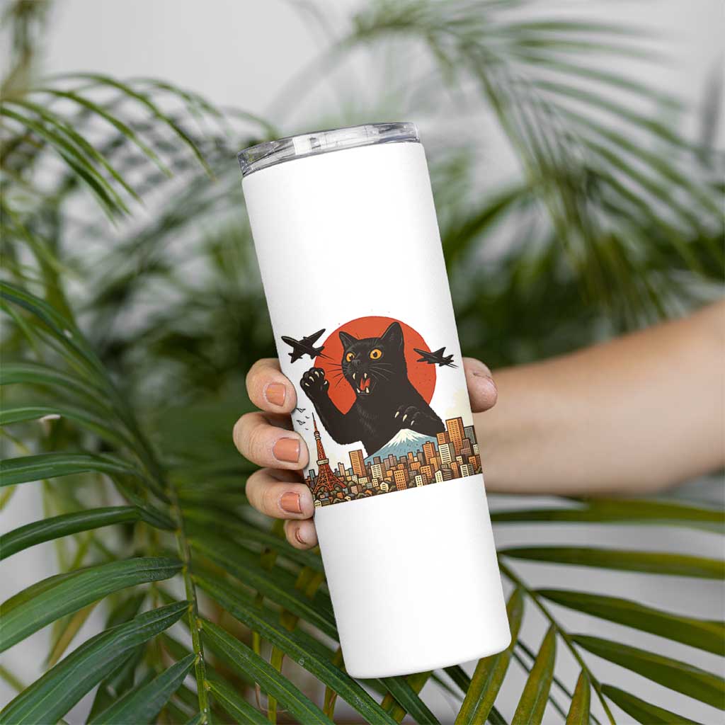 Catzilla Skinny Tumbler Funny Giant Cat Monster Roaring Tokyo Japan