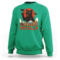 Catzilla Sweatshirt Funny Giant Cat Monster Roaring Tokyo Japan - Wonder Print Shop
