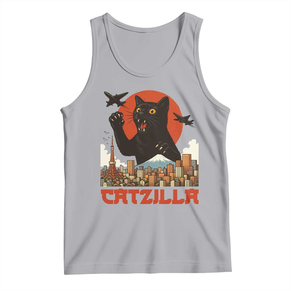 Catzilla Tank Top Funny Giant Cat Monster Roaring Tokyo Japan - Wonder Print Shop