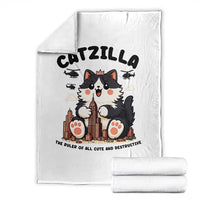 Cute Catzilla Throw Blanket The Ruler Of All Cute And Destructive Funny - Wonder Print Shop