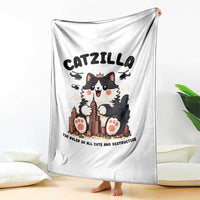 Cute Catzilla Throw Blanket The Ruler Of All Cute And Destructive Funny - Wonder Print Shop