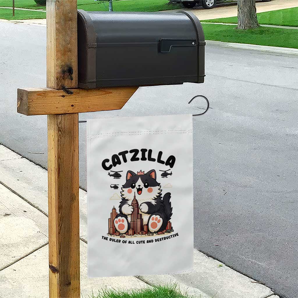 Cute Catzilla Garden Flag The Ruler Of All Cute And Destructive Funny - Wonder Print Shop