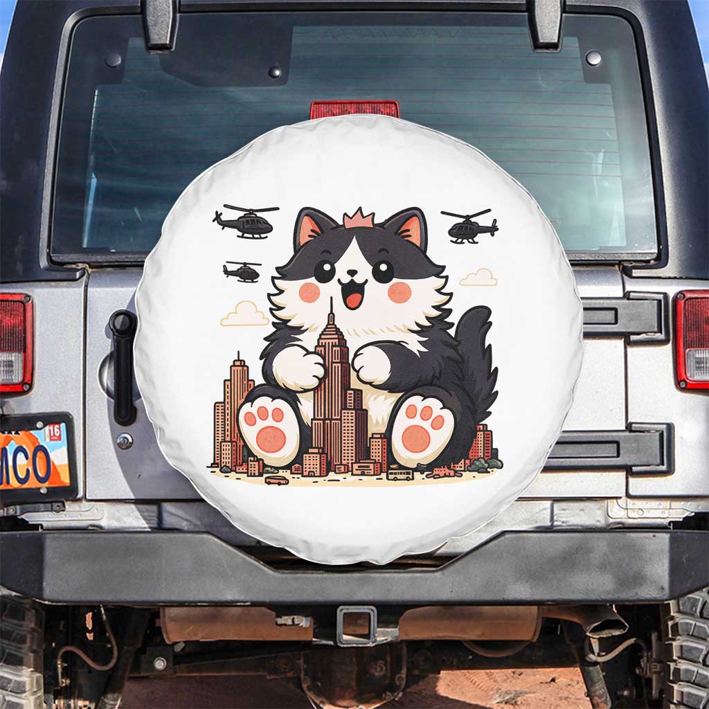 Cute Catzilla Spare Tire Cover The Ruler Of All Cute And Destructive Funny - Wonder Print Shop