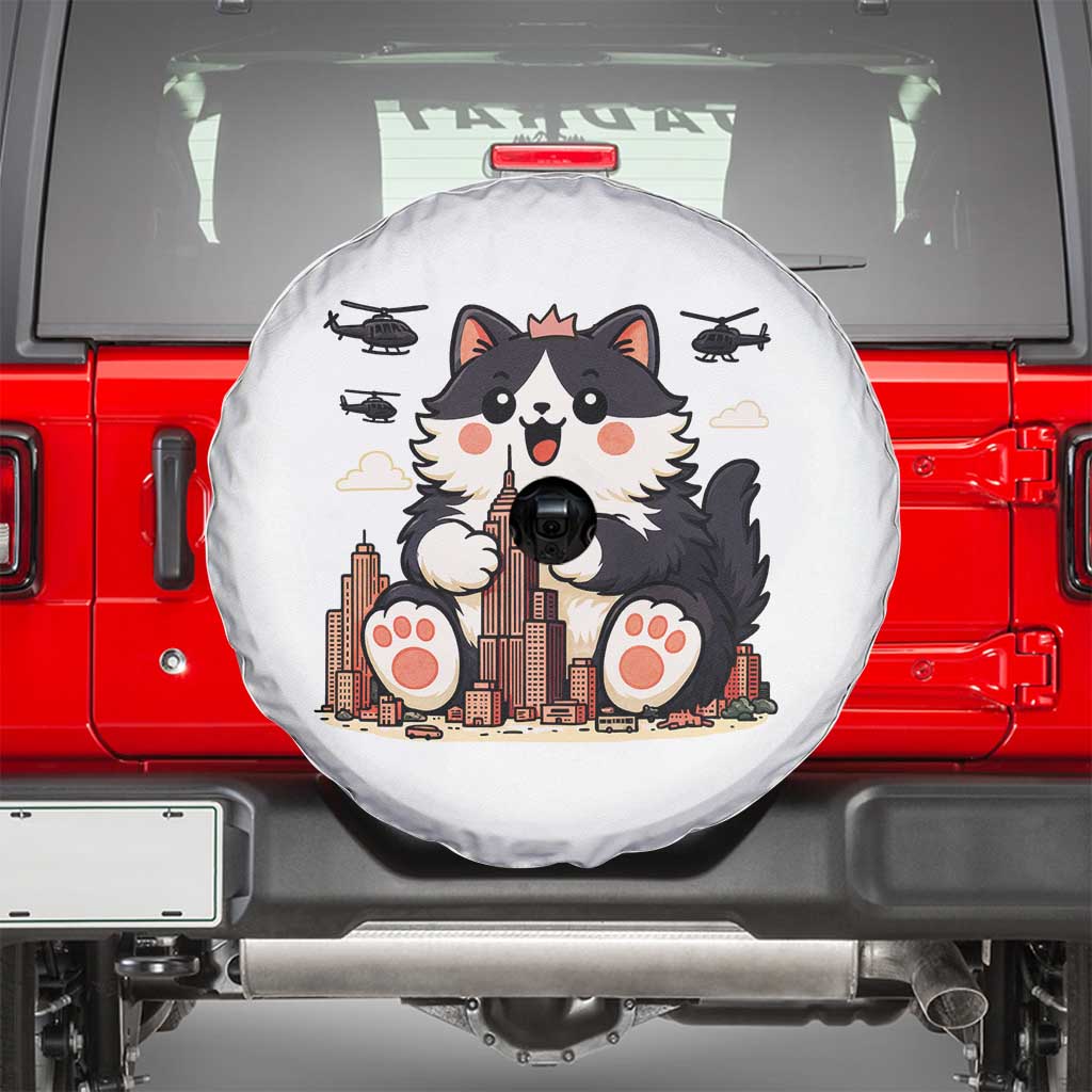 Cute Catzilla Spare Tire Cover The Ruler Of All Cute And Destructive Funny - Wonder Print Shop